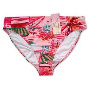 NWT Venus Bikini Bottom WOMENS SIZE 12 Pink Tropical Print Vacation Swimwear NEW